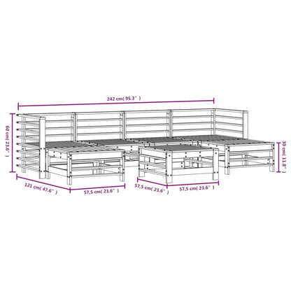 7-tlg. Garten-Lounge-Set Grau Massivholz Kiefer