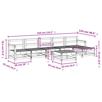 7-tlg. Garten-Lounge-Set Grau Massivholz Kiefer