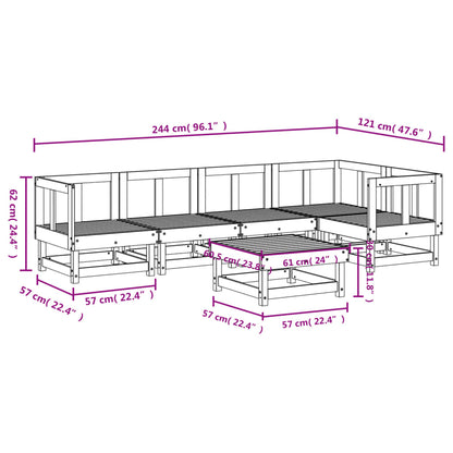 6-tlg. Garten-Lounge-Set Grau Massivholz Kiefer