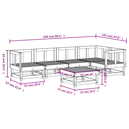 6-tlg. Garten-Lounge-Set Massivholz Douglasie