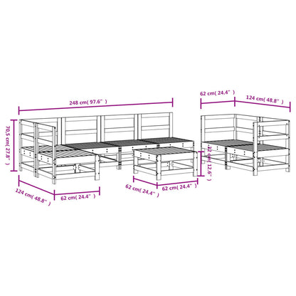 8-tlg. Garten-Lounge-Set Grau Massivholz Kiefer