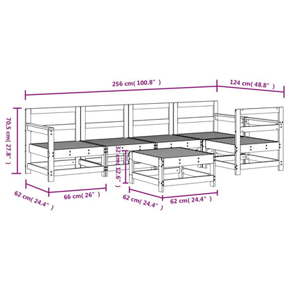 6-tlg. Garten-Lounge-Set Grau Massivholz Kiefer