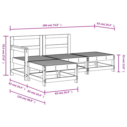 4-tlg. Garten-Lounge-Set Grau Massivholz Kiefer