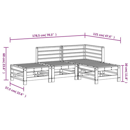 4-tlg. Garten-Lounge-Set Grau Massivholz Kiefer