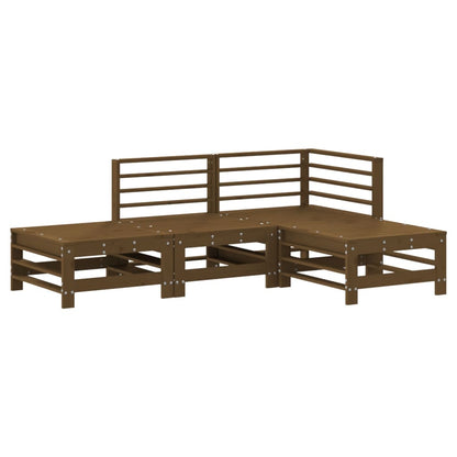 4-tlg. Garten-Lounge-Set Honigbraun Massivholz Kiefer