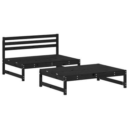 2-tlg. Garten-Lounge-Set Schwarz Massivholz Kiefer