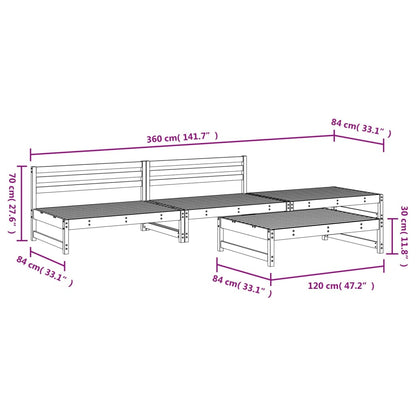 4-tlg. Garten-Lounge-Set Honigbraun Massivholz Kiefer