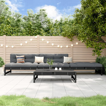 4-tlg. Garten-Lounge-Set Schwarz Massivholz Kiefer