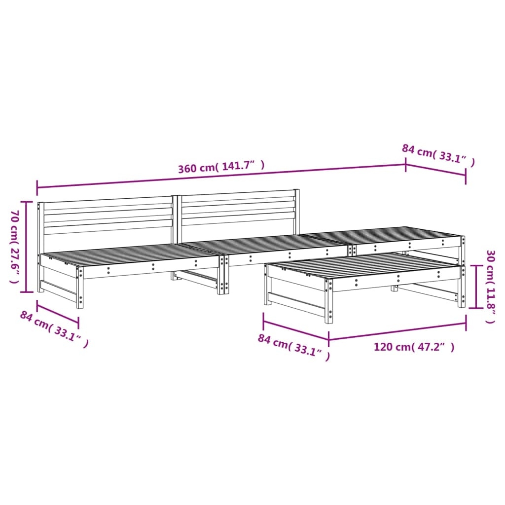 4-tlg. Garten-Lounge-Set Massivholz Douglasie