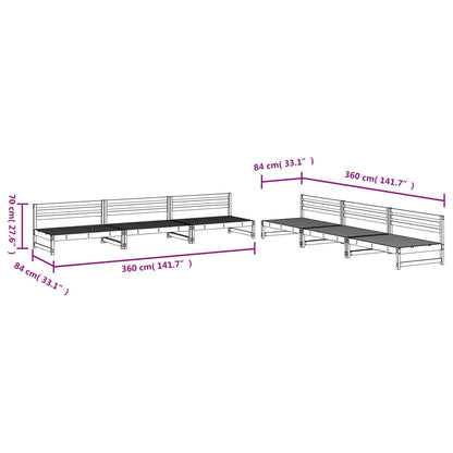 6-tlg. Garten-Lounge-Set Grau Massivholz Kiefer