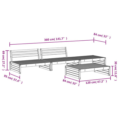 4-tlg. Garten-Lounge-Set Grau Massivholz Kiefer