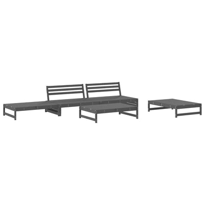 5-tlg. Garten-Lounge-Set Grau Massivholz Kiefer