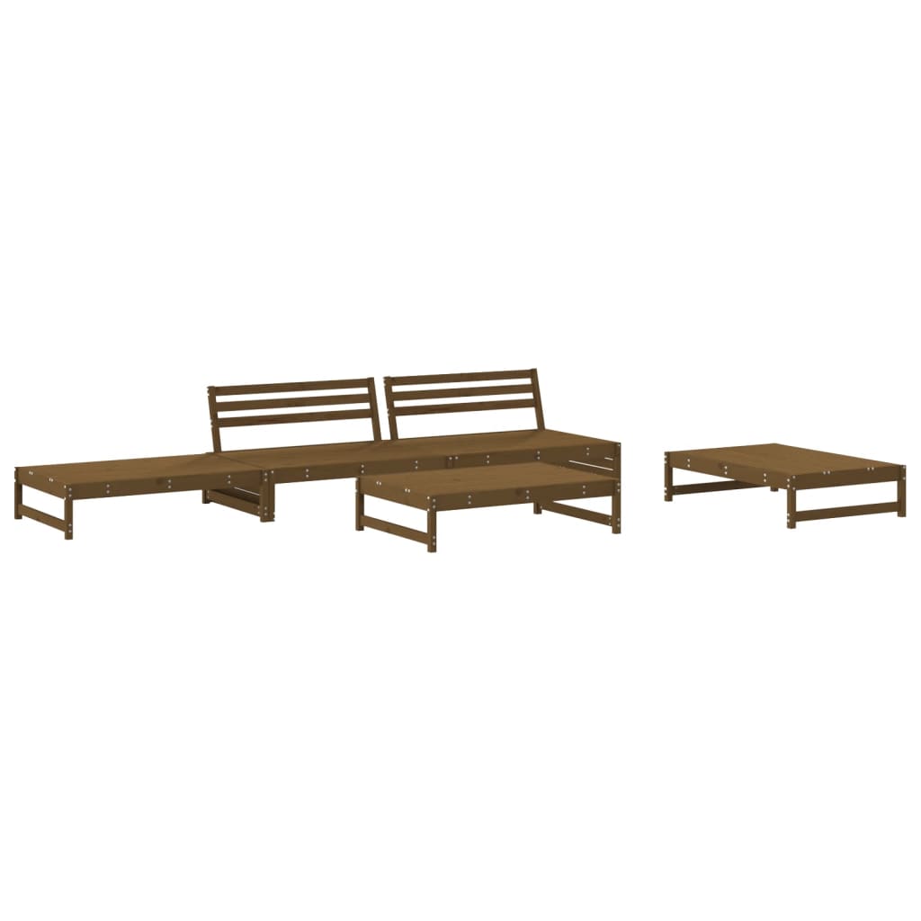 5-tlg. Garten-Lounge-Set Honigbraun Massivholz Kiefer