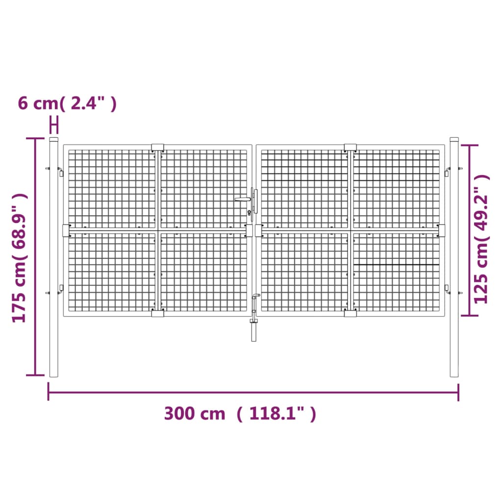 Mesh-Gartentor Anthrazit 300x175 cm Verzinkter Stahl