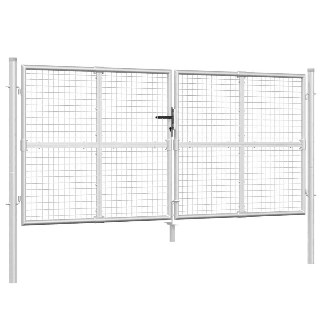 Mesh-Gartentor Silbern 300x175 cm Verzinkter Stahl