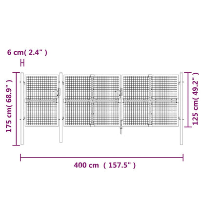 Mesh-Gartentor Silbern 400x175 cm Verzinkter Stahl