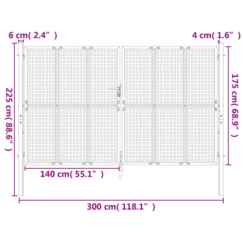 Gartentor Anthrazit 300x225 cm Stahl