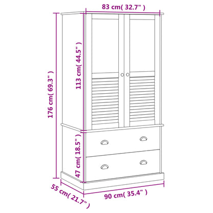 Kleiderschrank VIGO 90x55x176 cm Massivholz Kiefer