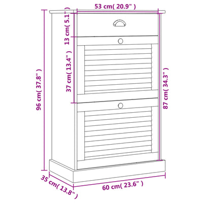 Schuhschrank VIGO 60x35x96 cm Massivholz Kiefer