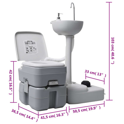 Tragbare Campingtoilette mit Waschbecken und Wasserbehälter