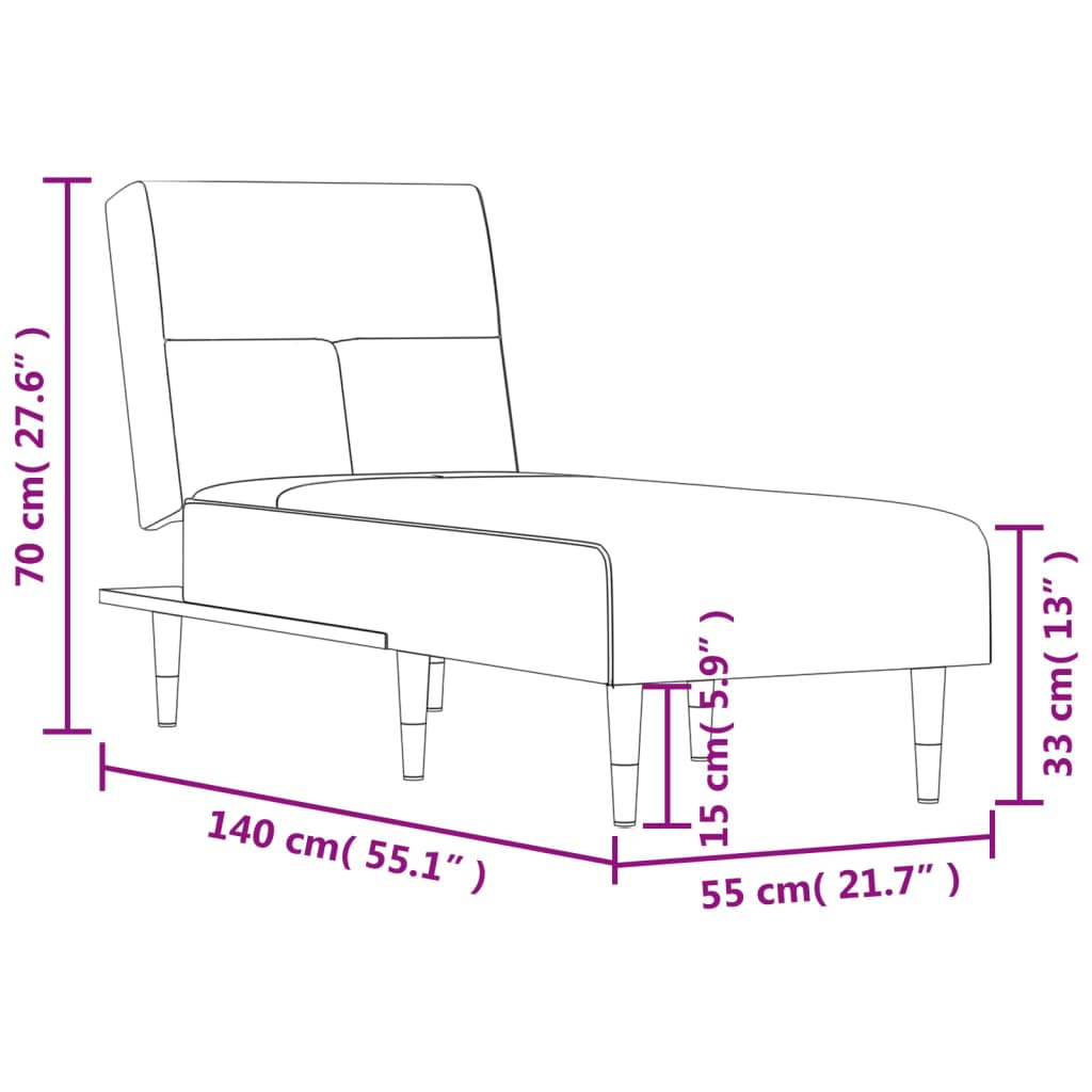 Chaiselongue Dunkelgrau Samt