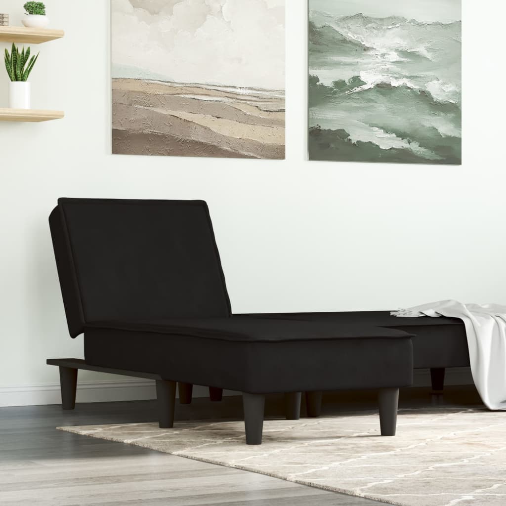 Chaiselongue Schwarz Samt