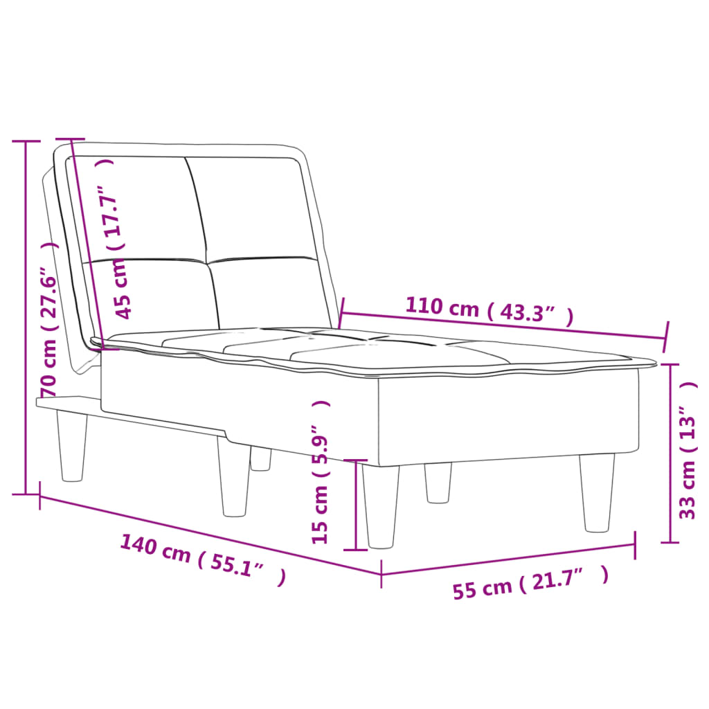 Chaiselongue Dunkelgrau Stoff