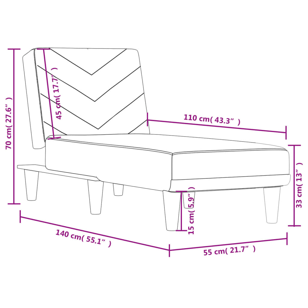 Chaiselongue Hellgrau Stoff