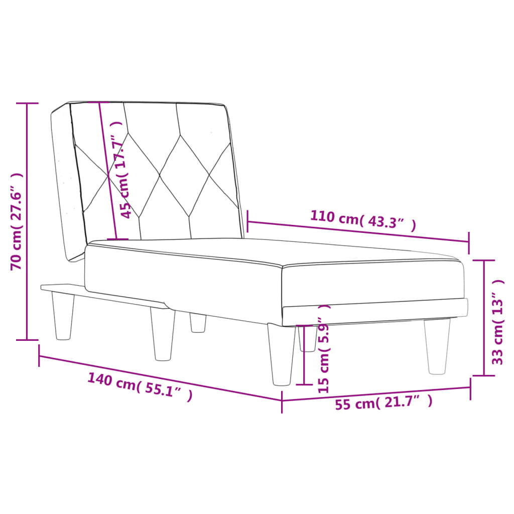 Chaiselongue Schwarz Samt