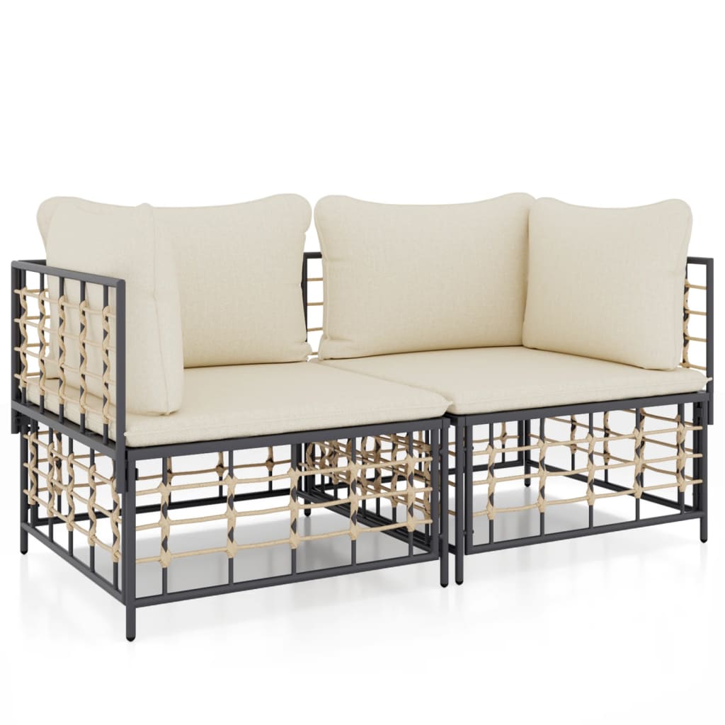 Ecksofas mit Kissen 2 Stk. Modular Poly Rattan