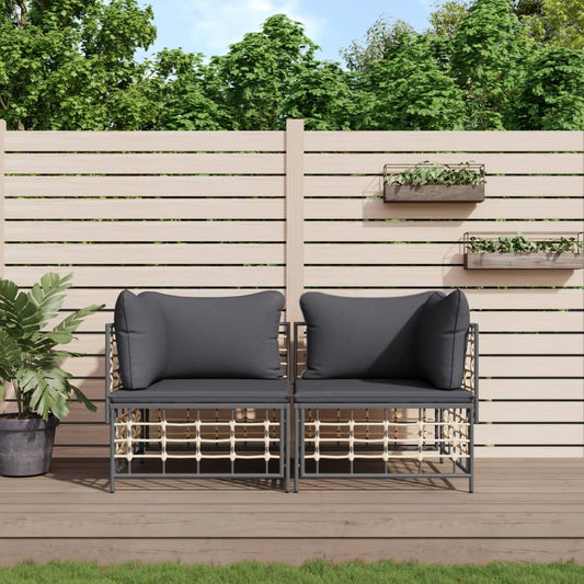 Ecksofas mit Kissen 2 Stk. Modular Poly Rattan