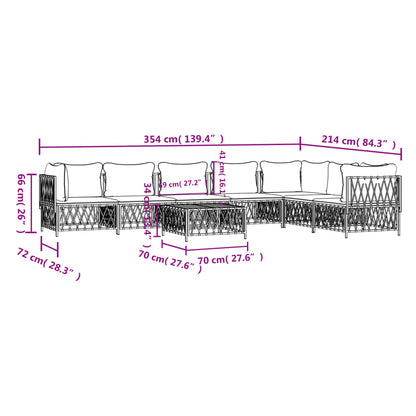 8-tlg. Garten-Lounge-Set mit Kissen Weiß Stahl