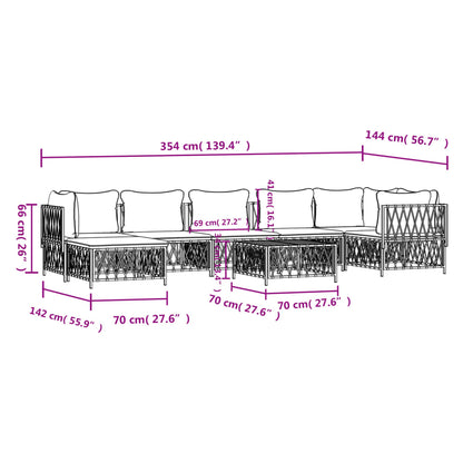 8-tlg. Garten-Lounge-Set mit Kissen Weiß Stahl