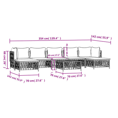 8-tlg. Garten-Lounge-Set mit Kissen Weiß Stahl