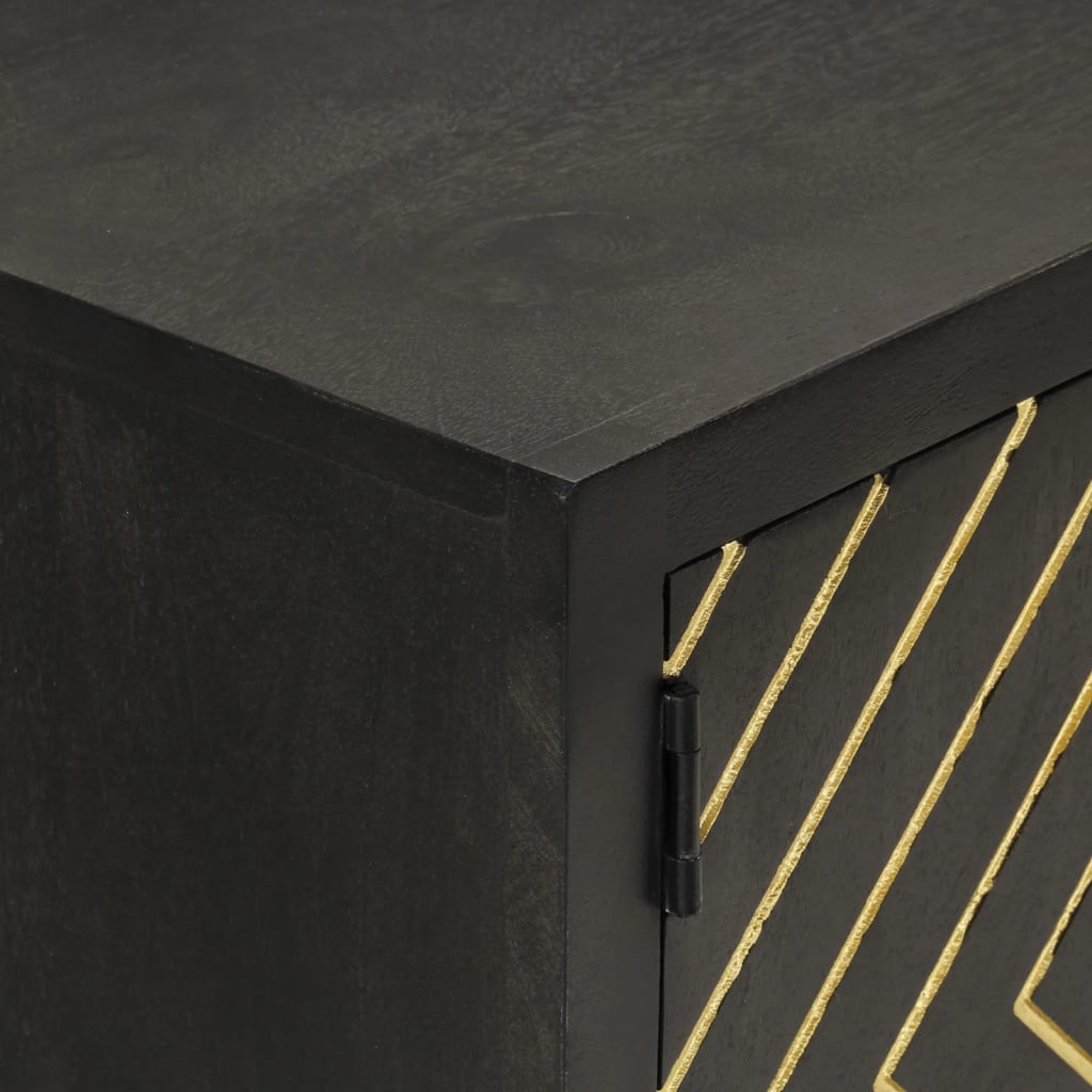 Sideboard Schwarz und Golden 110x30x75 cm Massivholz Mango