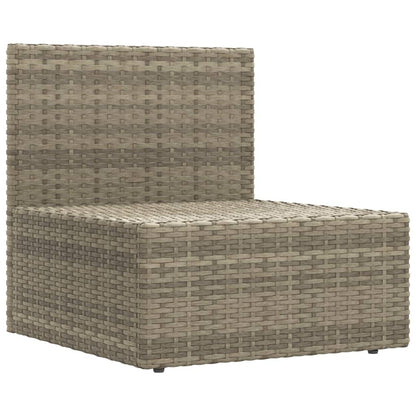 6-tlg. Garten-Lounge-Set mit Kissen Grau Poly Rattan