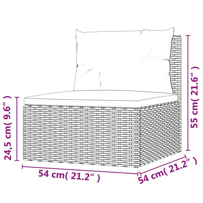 6-tlg. Garten-Lounge-Set mit Kissen Grau Poly Rattan