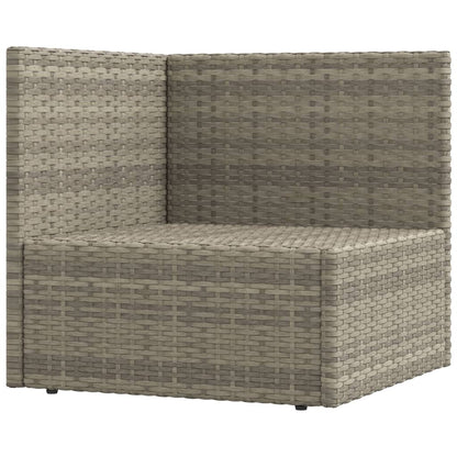 7-tlg. Garten-Lounge-Set mit Kissen Grau Poly Rattan