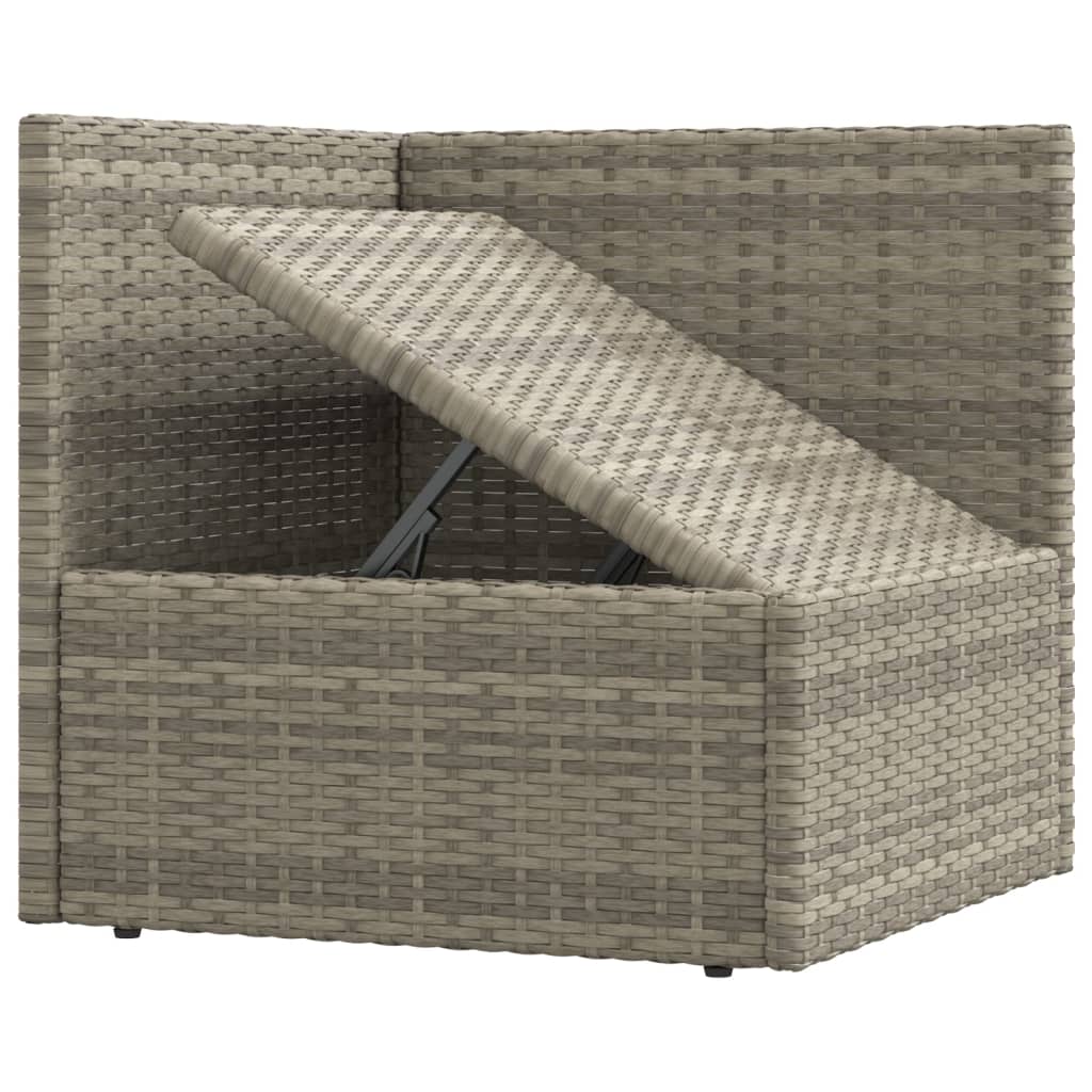 7-tlg. Garten-Lounge-Set mit Kissen Grau Poly Rattan