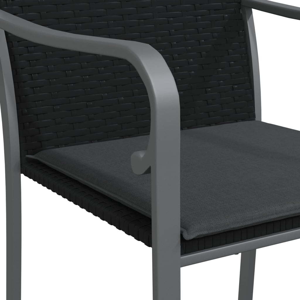 Gartenstühle mit Kissen 6 Stk. Schwarz 56x59x84 cm Poly Rattan