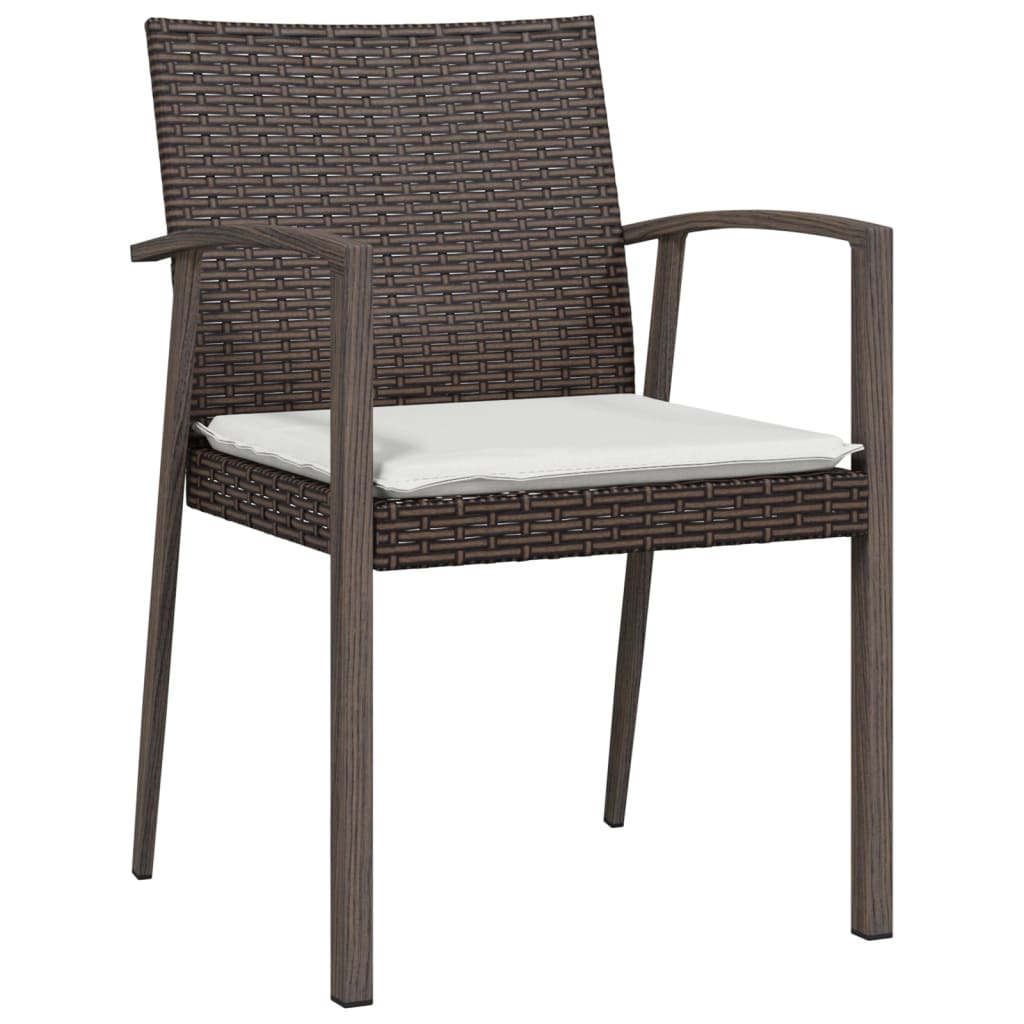 Gartenstühle mit Kissen 6 Stk. Braun 56,5x57x83 cm Poly Rattan