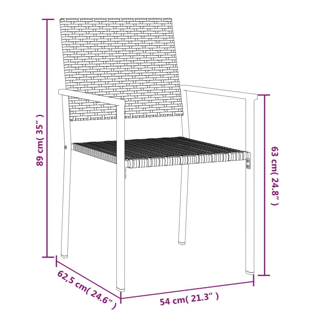 Gartenstühle 6 Stk. Schwarz 54x62,5x89 cm Poly Rattan