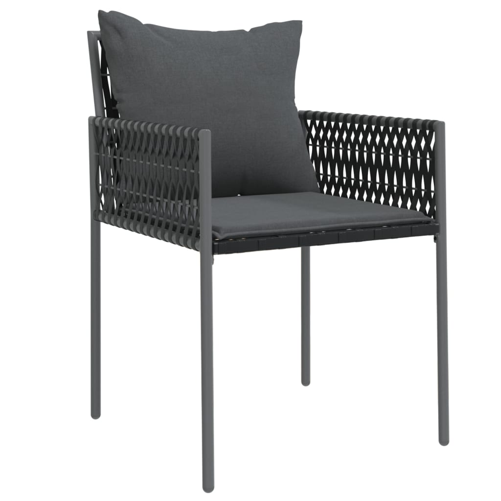 Gartenstühle mit Kissen 4 Stk. Schwarz 54x61x83 cm Poly Rattan