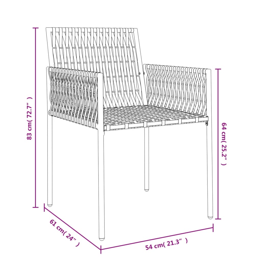 Gartenstühle mit Kissen 6 Stk. Schwarz 54x61x83 cm Poly Rattan