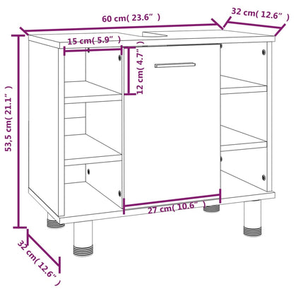 3-tlg. Badmöbel-Set Räuchereiche Holzwerkstoff