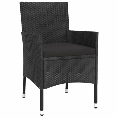 3-tlg. Garten-Essgruppe mit Kissen Schwarz Poly Rattan