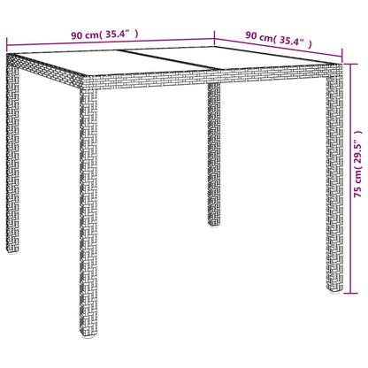 3-tlg. Garten-Essgruppe mit Kissen Schwarz Poly Rattan