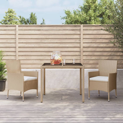 3-tlg. Garten-Essgruppe mit Kissen Beige Poly Rattan