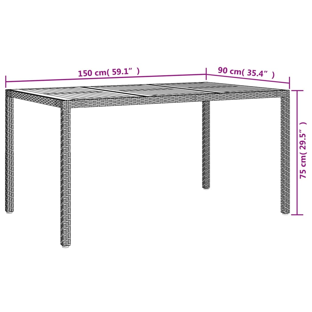 7-tlg. Garten-Essgruppe mit Kissen Grau Poly Rattan