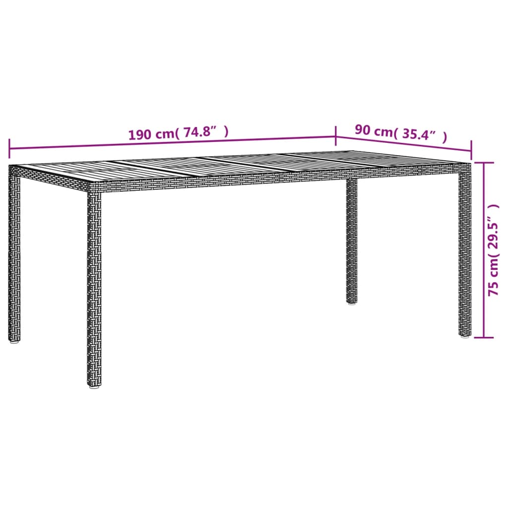 7-tlg. Garten-Essgruppe mit Kissen Grau Poly Rattan